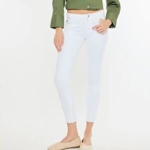 KanCan Midrise White Ankle Jeans